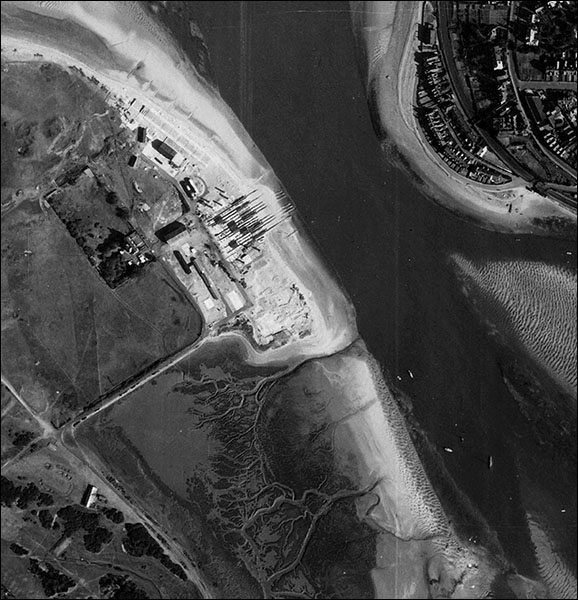 Aerial photo of site where Mulberry harbour sections were made