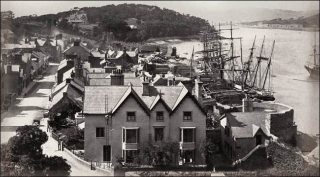 Photo of view from Conwy Castle showing Vardre Hall c1870s