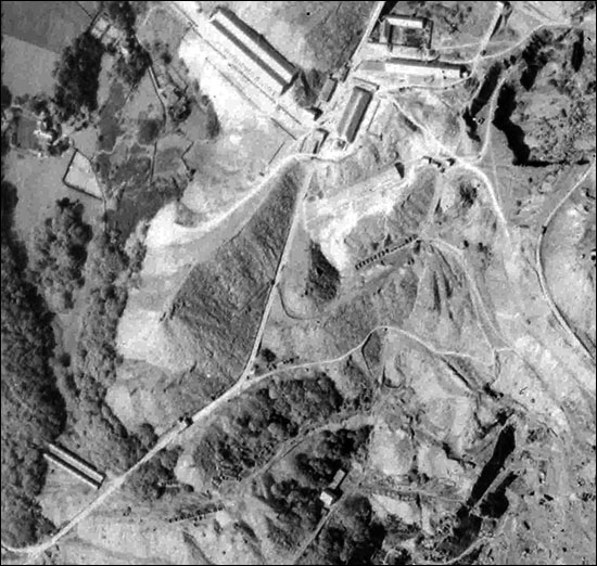 Aerial view of Lower Garett area of Dinorwig quarry 1946