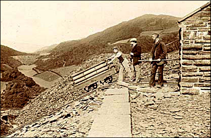 Old photo of incline at Goleuwern slate quarry