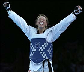 Photo of Jade Jones after winning 2012 Olympics gold medal