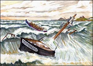 Painting of Spanker shipwreck