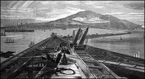 Drawing of Holyhead Breakwater under construction