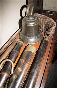 Photo of bassoon and bell in church