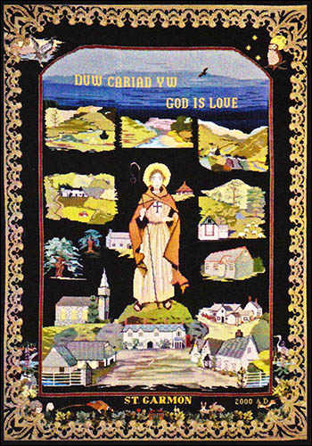 Photo of tapestry in Llanarmon church