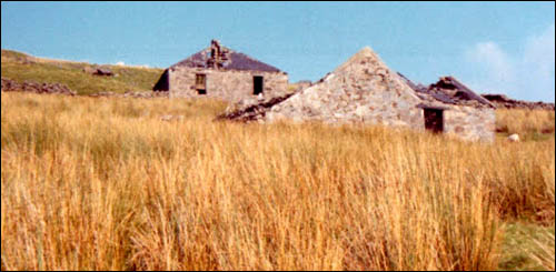 Photo of ruined Bryn Coch farm circa 1960s