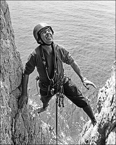 Photo of Joe Brown climbing by John Cleare