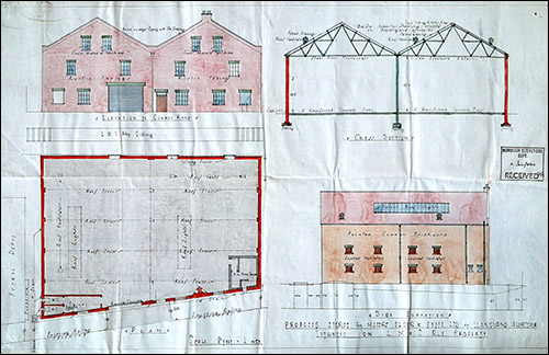 Photo of 1940 plans for banana warehouse