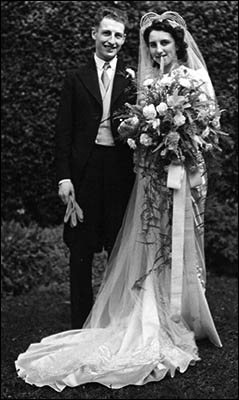 Old photo of wartime wedding dress