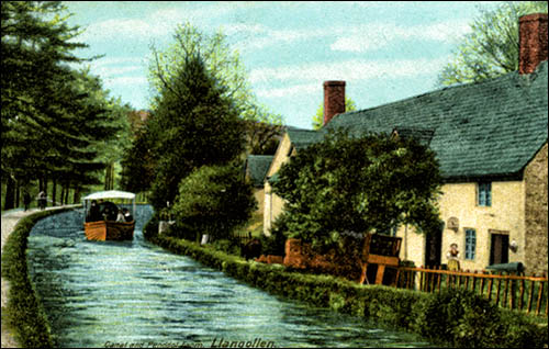 Old postcard of Penddol farmhouse and canal