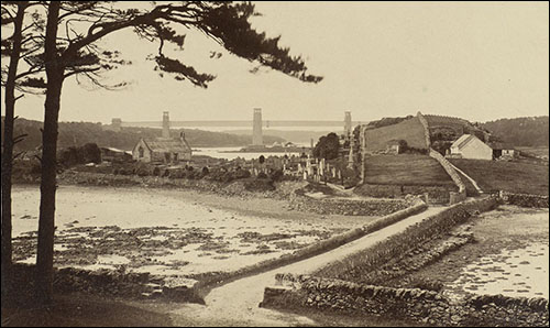 Old photo of Church Island with farm Old photo of Church Island with farm