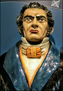 Photo of ship's figurehead in Nefyn museum