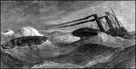 Drawing of ship and lifeboat