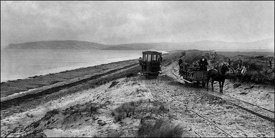 Photo of tramway beside Traeth Crugan