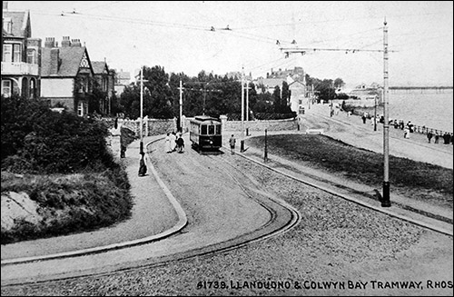 Old photo of tramway corner at Cayley Promenade