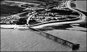 Aerial view of Rhos pier