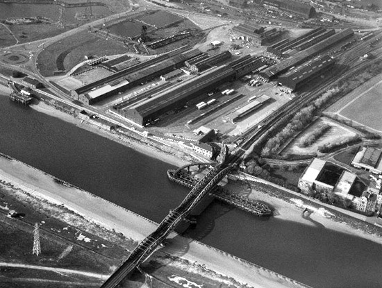 Aerial photo of Hawarden Bridge c.1975
