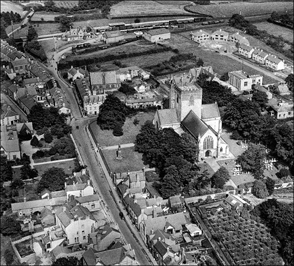 Aerial view of St Asaph including railway station 1927 Aerial view of St Asaph including railway station 1927