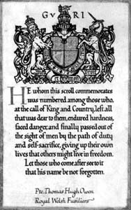 Image of TH Owen's memorial scroll
